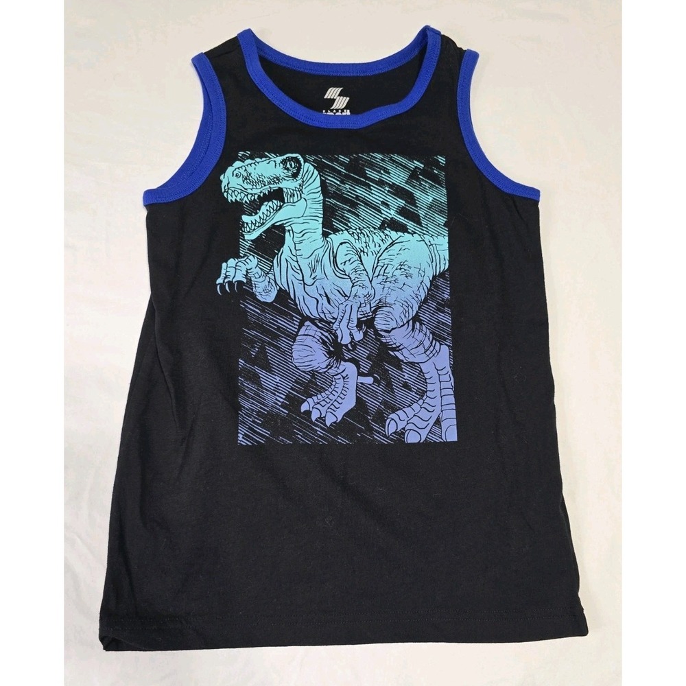Place Sport Boy's Medium Tank Top Black Dinosaur